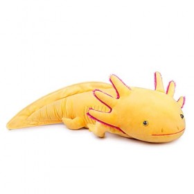 ZHONGXIN MADE Grande peluche axolotl – Très grand animal en peluche jaune lesté, 76,2 cm de long, jouets en peluche réalistes