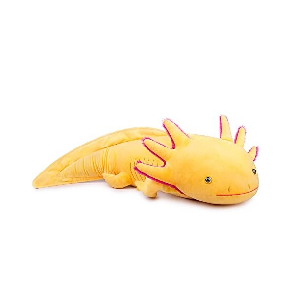 ZHONGXIN MADE Grande peluche axolotl – Très grand animal en peluche jaune lesté, 76,2 cm de long, jouets en peluche réalistes
