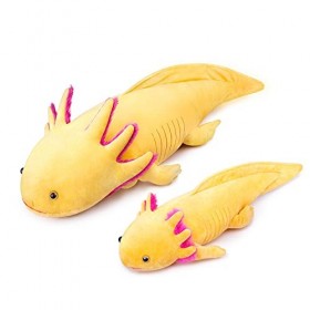 ZHONGXIN MADE Grande peluche axolotl – Très grand animal en peluche jaune lesté, 76,2 cm de long, jouets en peluche réalistes