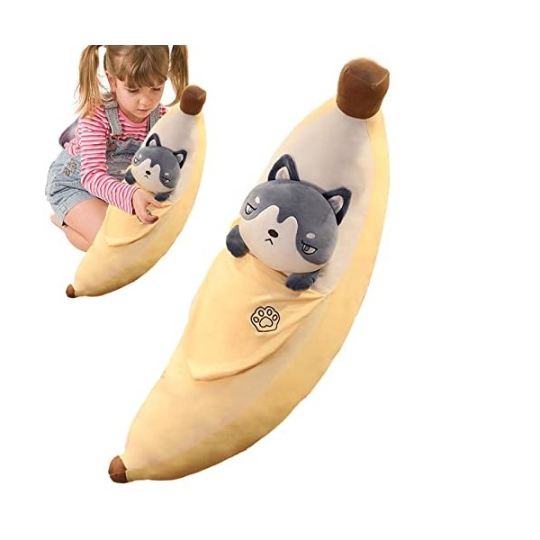 Wenmin Animal en Peluche Banane Mignon | Banane en Peluche en Peluche avec Un Joli Chien,Jouet Banane en Peluche Doux et Conf