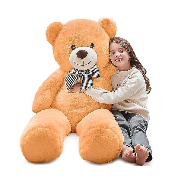 MorisMos Ours en Peluche Geant XXL 120cm, Kawaii Gros Nounours Orange, Geante Animaux en Peluche Bear Douce Câlin, Grande Ted