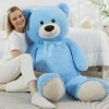 MorisMos Ours en Peluche Geant XXL 130cm, Kawaii Nounours Geante Bleu, Grand Teddy Bear Douce, Idée Cadeau Noël pour Bebe Enf