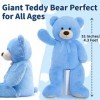 MorisMos Ours en Peluche Geant XXL 130cm, Kawaii Nounours Geante Bleu, Grand Teddy Bear Douce, Idée Cadeau Noël pour Bebe Enf