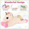 MorisMos Peluche Licorne Geante Beige 110cm, XXL Licorne Peluche Grosse Douce Kawaii pour Filles, Licorne Jouet Animaux en Pe