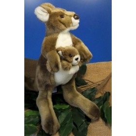 Peluche kangourou avec bébé debout Marron 40 cm