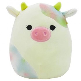Squishmallow Peluche officielle Kellytoy de collection Ferme Squad - Animaux mous - Vaches, cochons, poulets Blanc/Pastel Mu