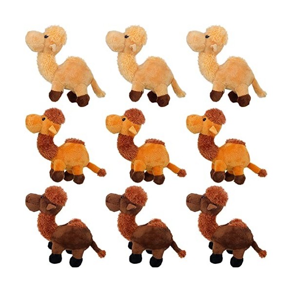 Lot de 9 poupées en peluche de chameau mignon en peluche douce à suspendre pour clés, sac à main, sac décole, cadeaux de fêt