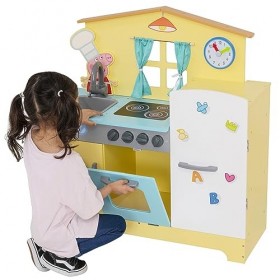 Peppa Pig Cuisine familiale en bois | Cuisine de simulation avec four, réfrigérateur, évier et bien plus encore | Ensemble de
