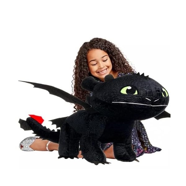 GUIZMAX Compatible avec Geante !!! Peluche Krokmou 70/100 cm Dragon 3 Noir