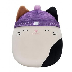Squishmallows Chat Calico original de 35,6 cm avec chapeau violet – Grande peluche officielle Jazwares Ultrasoft