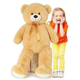 MorisMos Ours en Peluche Geant 130cm, XXL Brun Clair Peluche Géante, Kawaii Nounours Geant Animaux en Peluche Grosse Jouet 1.