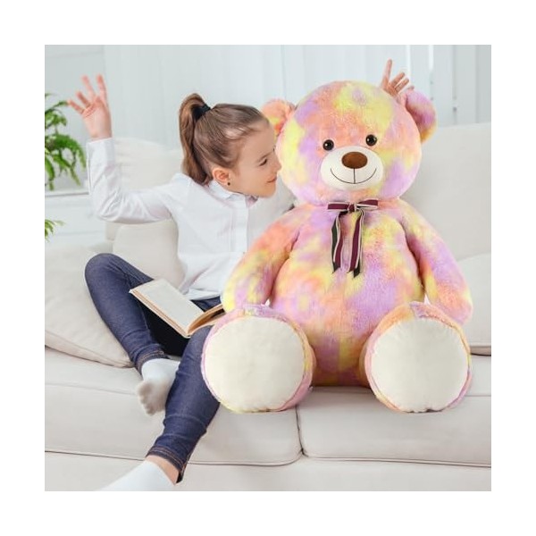 MorisMos Ours en Peluche Geant 130cm, XXL Brun Clair Peluche Géante, Kawaii Nounours Geant Animaux en Peluche Grosse Jouet 1.