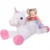 TE-Trend Peluche licorne XXL - Cheval arc-en-ciel - Peluche - Grand ange gardien - Cadeau pour fille - 120 cm - Blanc