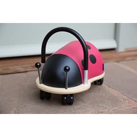 Trotteur Wheely Bug 51110M Coccinelle, multi-directionnel, grand modèle 3 ans et +, corps en bois sur roues, très résistant, 