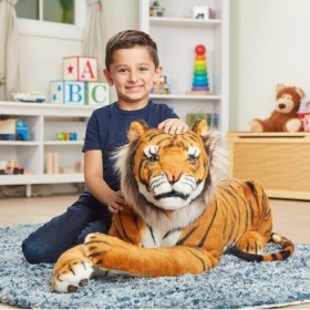 Melissa & Doug Tigre géant en peluche, Animaux de peluche grands, Cadeau pour garçons et filles de tous les âges, Décor de ch