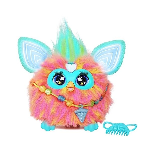 Furby Coral Jouet interactif avec commande vocale pour filles et enfants à partir de 6 ans, 15 accessoires tendance, peluche 