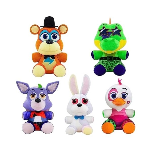 Générique 5PCS Peluche FNAF Pop Figurines Bonnie Sisters Location Poupée en Peluche Foxy Golden Freddy Plushies, 20cm Securit