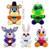 Générique 5PCS Peluche FNAF Pop Figurines Bonnie Sisters Location Poupée en Peluche Foxy Golden Freddy Plushies, 20cm Securit