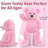 MorisMos Ours en Peluche Geant XXL 130cm, Kawaii Nounours Geante Rose, Grand Teddy Bear Douce, Idée Cadeau Noël pour Bebe Enf