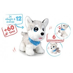 Simba - ChiChi Love Husky - Peluche Interactive 30cm - 60 Sons - Version Française - Dès 4 Ans - 105890050002