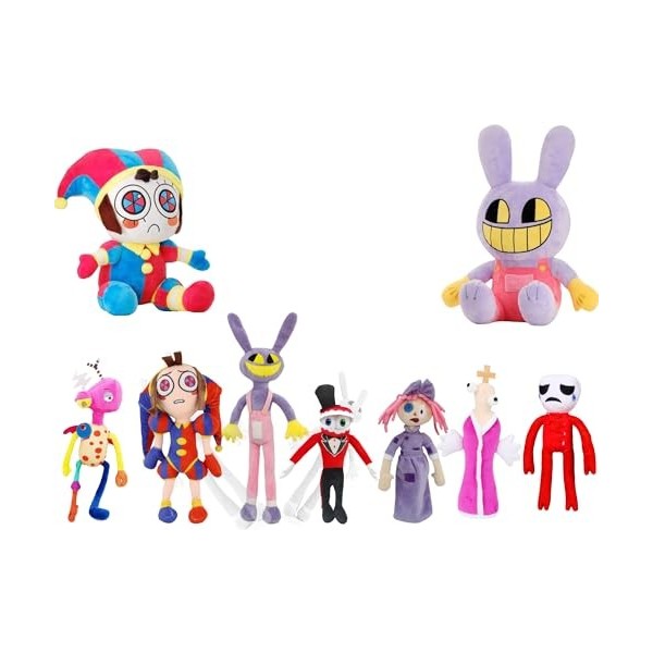 OURDUOJIN Set de 9 lAmazing Digital Circus Peluche Jax, pomni et Ses Amis Autour de Peluche Anime, idéal pour Les Amateurs