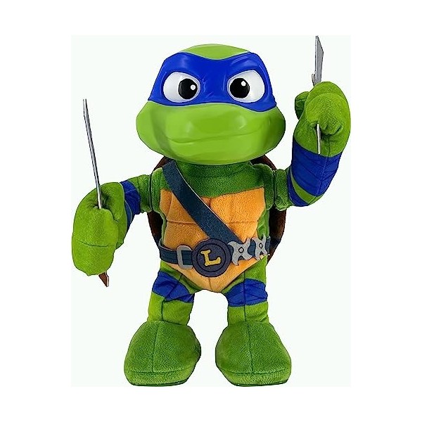Teenage Mutant Ninja Turtles: Mutant Mayhem Leonardo Peluche avec action et plus de 20 sons, personnage stylisé 27,9 cm avec 