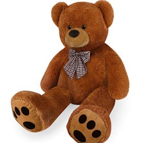 Monzana Ours en Peluche avec Coussin Coeur XXL 150cm Brun Doux Dense Noeud Nounours Je taime Cadeau Saint-Valentin Ours en P