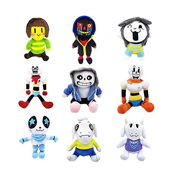 FEIDIAO 9 Pièces/Ensemble Jeu Undertale Jouets en Peluche Undertale sans Papyrus Asriel Toriel Peluche Jouets Poupée pour Le 