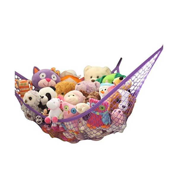 MiniOwls Hamac de rangement pour jouets – Filet de rangement pour animaux en peluche pour salle de jeux ou chambre à coucher,