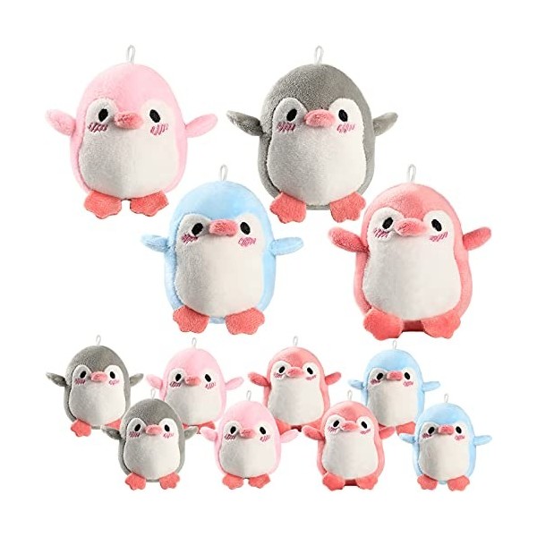 Kasyat 12 Pièces Mini Jouet Animal Pingouin en Peluche de Noël, Poupée Petit Bébé Pingouin Mignon en Peluche Pendentif de Sac