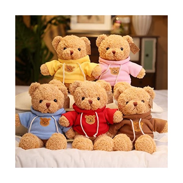 BSVOME Ours en peluche doux de 30 cm avec capuche pour garçons et filles rouge 