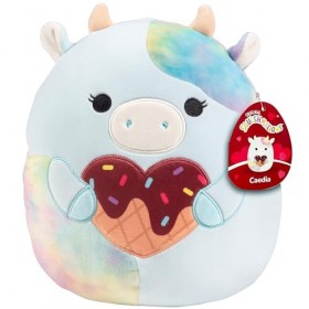 Squishmallows Caedia The Blue Cow Peluche de Saint-Valentin – Licence officielle Kellytoy – Jouet en peluche doux et spongieu