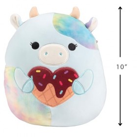 Squishmallows Caedia The Blue Cow Peluche de Saint-Valentin – Licence officielle Kellytoy – Jouet en peluche doux et spongieu