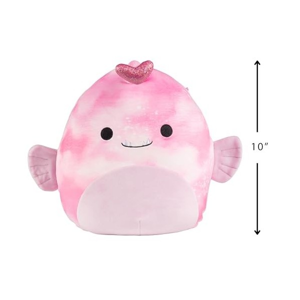 Squishmallows Peluche Sy the Anglerfish de 25,4 cm pour la Saint-Valentin – Licence officielle Kellytoy – Jouet en peluche do