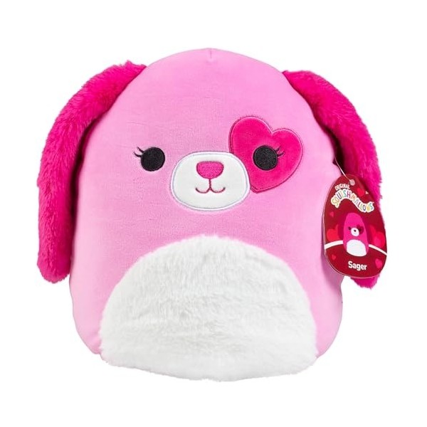 Squishmallows Kellytoy Peluche Sager The Dog de 25,4 cm - Licence officielle - Chiot en peluche doux et spongieux à collectio