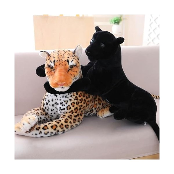 KiLoom Géant Noir Léopard Panthère Jaune Tigre Blanc Peluche Jouets en Peluche Animal Coussin Poupée pour Enfants 120cm 4