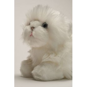 La Pelucherie - Peluche Chat Oscar 20 cm - Blanc - Peluches Artisanales - Cousues Main - Marque Française