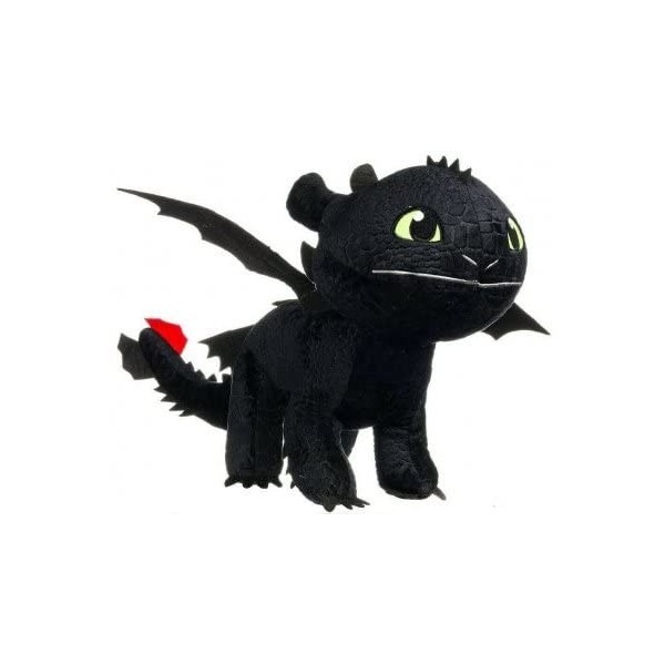 Peluche géante Dragons : krokmou Dragon Noir 90 cm - Set Grande Peluche Licence XXL + 1 Carte Tigre - Enfant