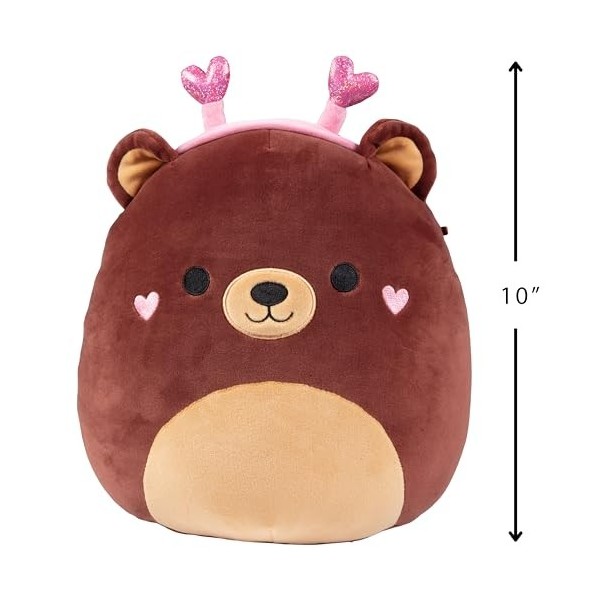 Squishmallows Omar lours – Peluche sous licence officielle Kellytoy pour la Saint-Valentin – Ours en peluche doux et spongie