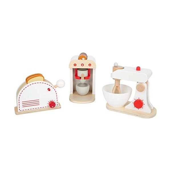 Small Foot 11684 Set dappareils, Cuisine pour Enfants en 3 Parties en Bois, à partir de 3 Ans Toys, Multicolore