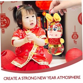 ibasenice 12 Pièces Ornement Année du Lapin Peluche Lapin Zodiaque Chinois Poupée Lapin du Nouvel an Chinois Décor De La Fête