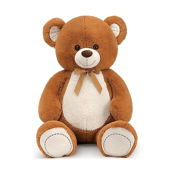 MorisMos Ours en Peluche Géant avec Love, 130 cm XXL Grand Ours Peluche Brun Nounours Geant Kawaii Animaux en Peluch Teddy Ca