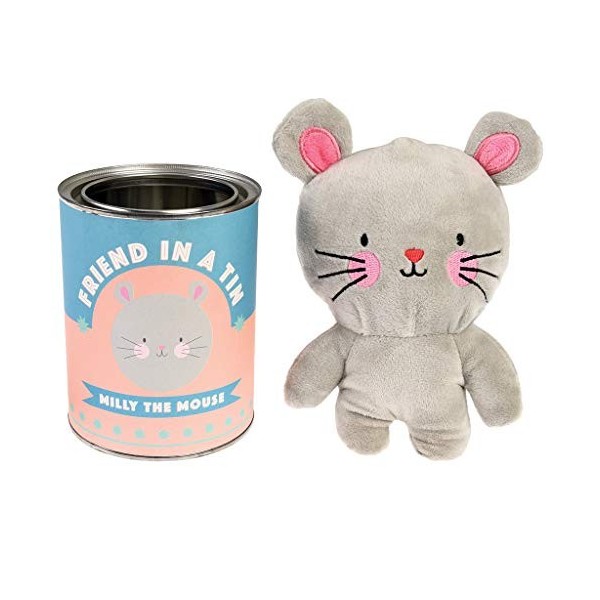 Rex London Mignonne peluche pour enfant dans une boîte métallique – Motif au choix Milly la souris 