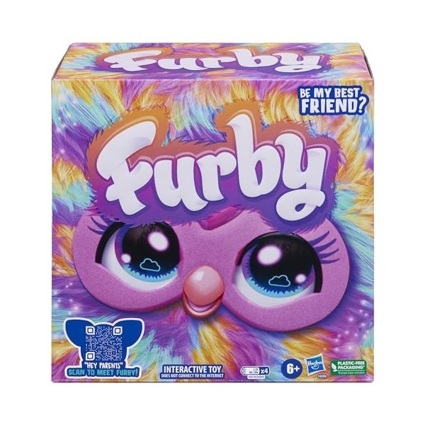 Furby Tie Dye, 15 accessoires de mode, jouets interactifs en peluche pour filles et garçons de 6 ans, animatronique à activat