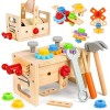 Vanplay Jouet en Bois Outils Enfant Boite a Outil Jeux Educatif Jouet Enfant Cadeau Noël pour Enfant 2 3 4 5 6 Ans（30 Pièces