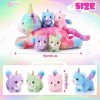 Harrycle 5 Pièces Set de Chat Licorne en Peluche de Noël 1 Maman Animal Chat Licorne en Peluche 40 cm avec 4 Bébés Chatons en