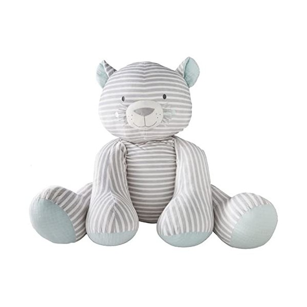 Noukies - N2012.80 Peluche Tigre Milo, 80cm, Veloudoux, Gris/Blanc