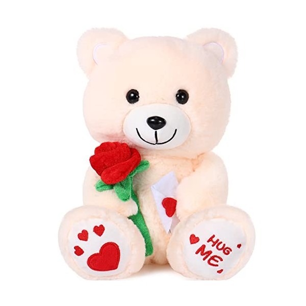 Chalyna Chalyna-Plush Stuffed-86 25cm Peluche de Saint Valentin Animal en Jouet Nounours Chiot Chien avec Coeur Rose pour Pet