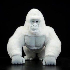 Simulation de Coupe de Boucles doreilles ​ Albino Gorilla réaliste Peluche Jouet Animaux Mous Orang - outan poupée modèle Go