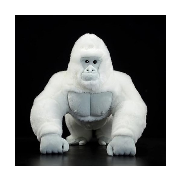 Simulation de Coupe de Boucles doreilles ​ Albino Gorilla réaliste Peluche Jouet Animaux Mous Orang - outan poupée modèle Go